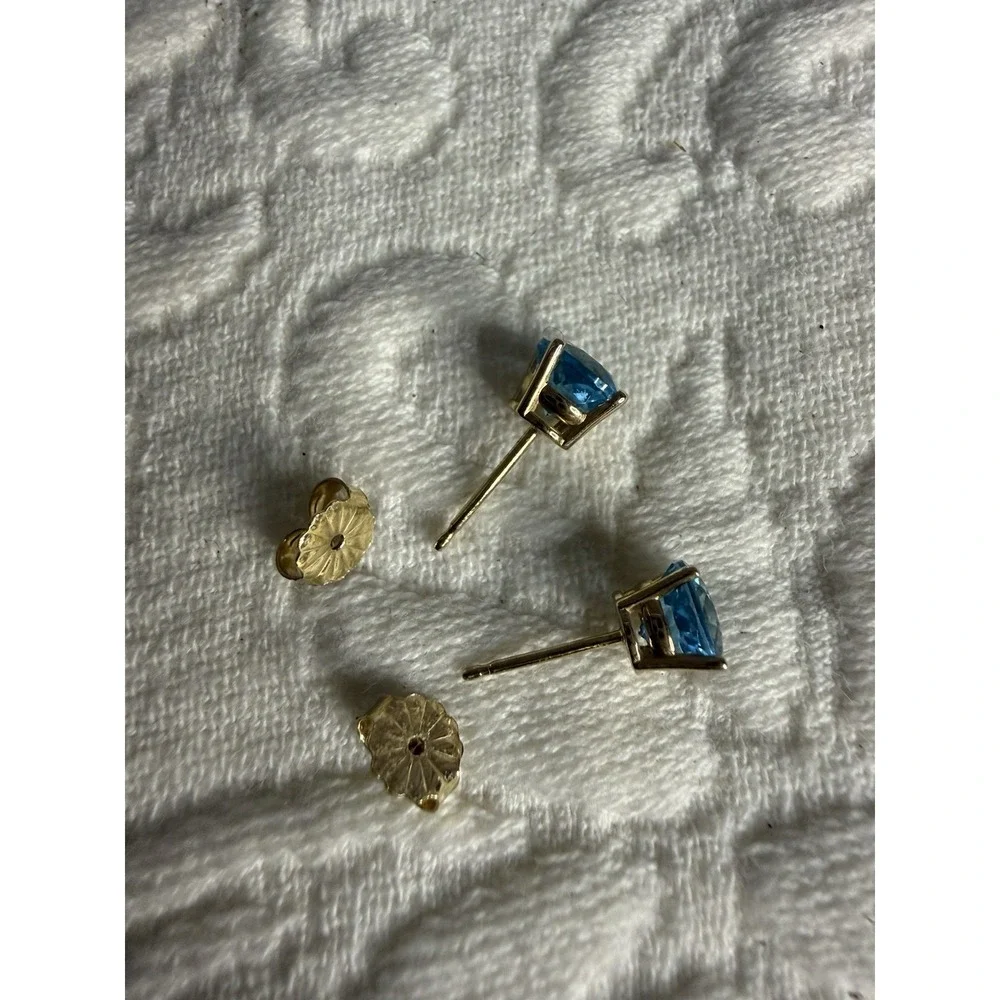 Genuine Blue Topaz Earrings in 14 Kt Yellow Gold Large Lone Star Swiss Stuller